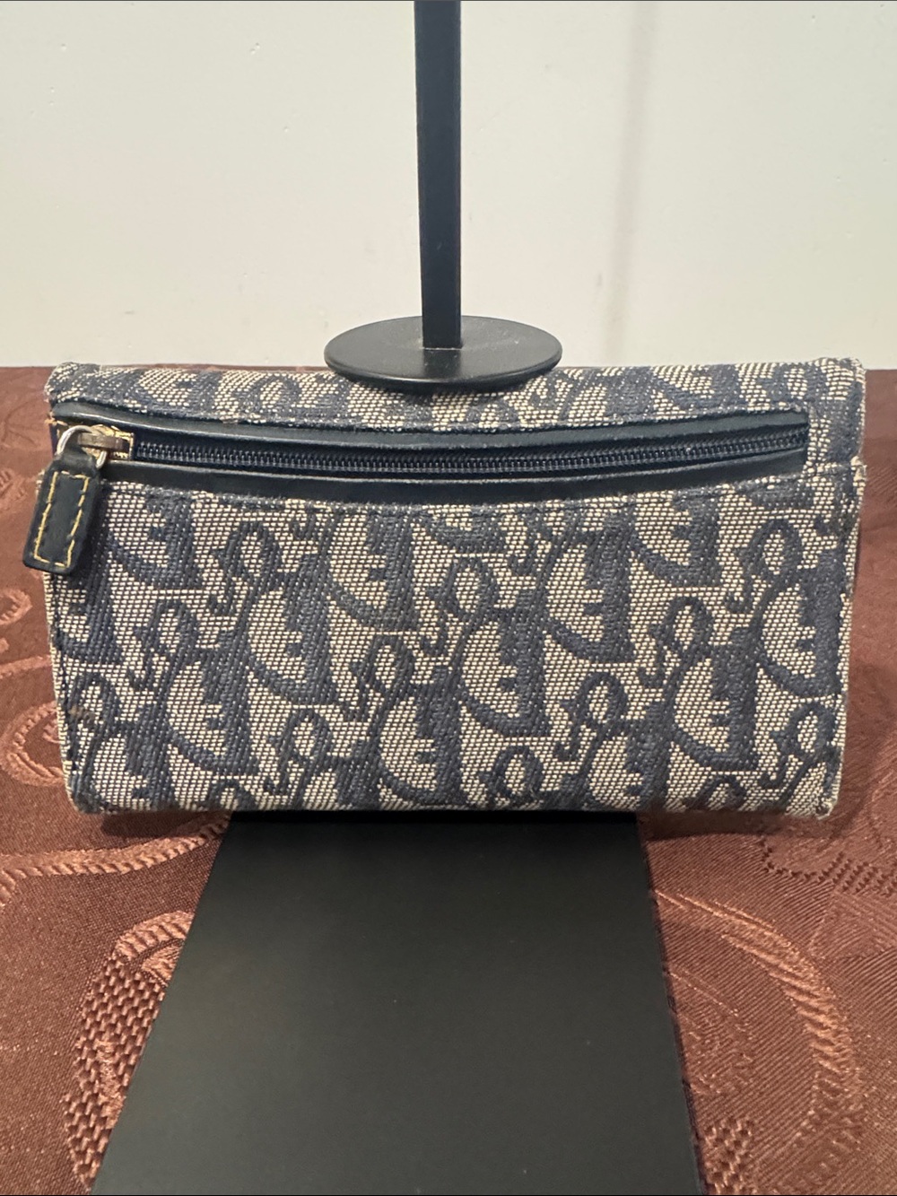 Dior Navy/Beige Oblique Canvas Saddle Wallet - Picture 3 of 15